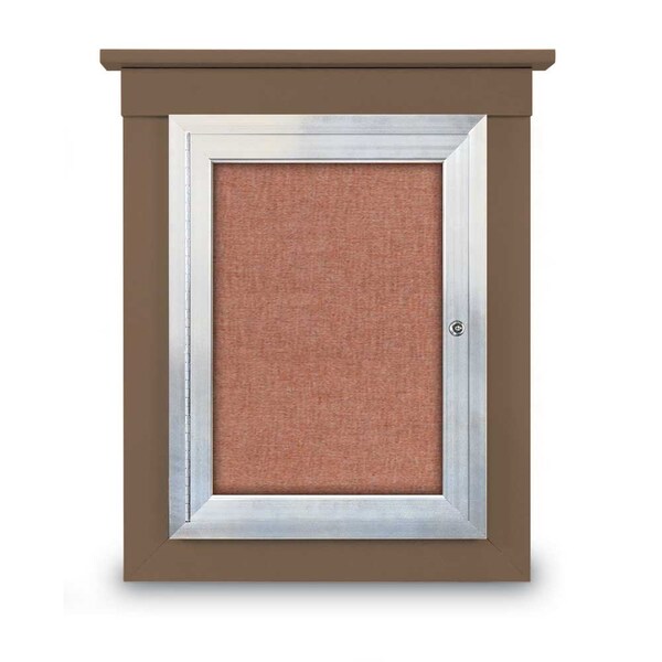 72"x36" 3-Door Enclosed Letterboard, Header, Blue Vinyl/Walnut
